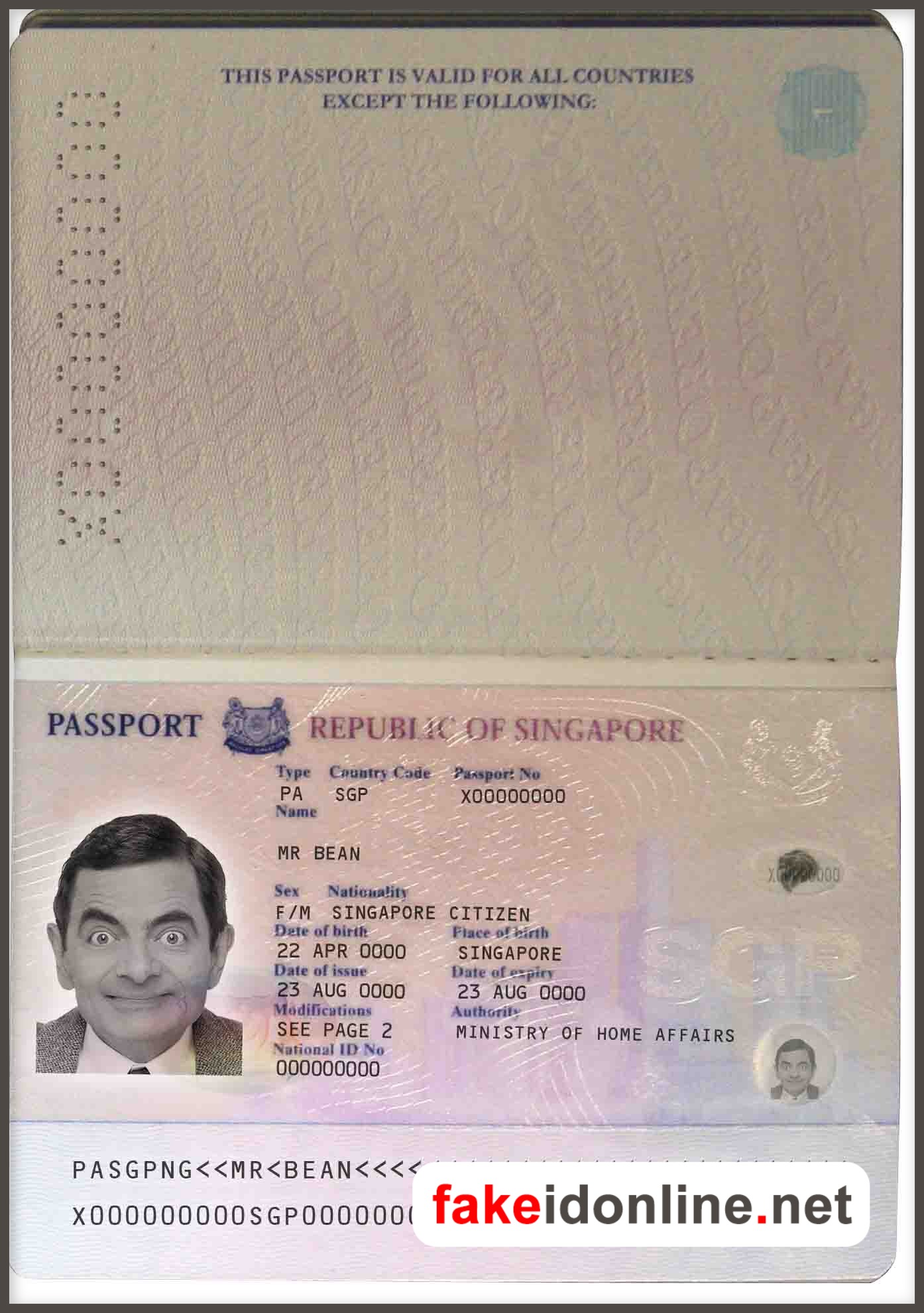 Singapore Passport Template PSD